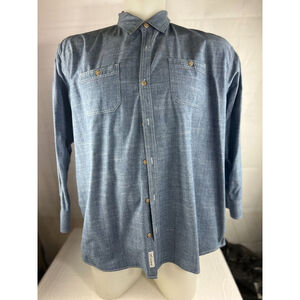 Men's Lee Long Sleeve Cotton Button Up Shirt Size 4XB Blue Casual Streetwear EUC